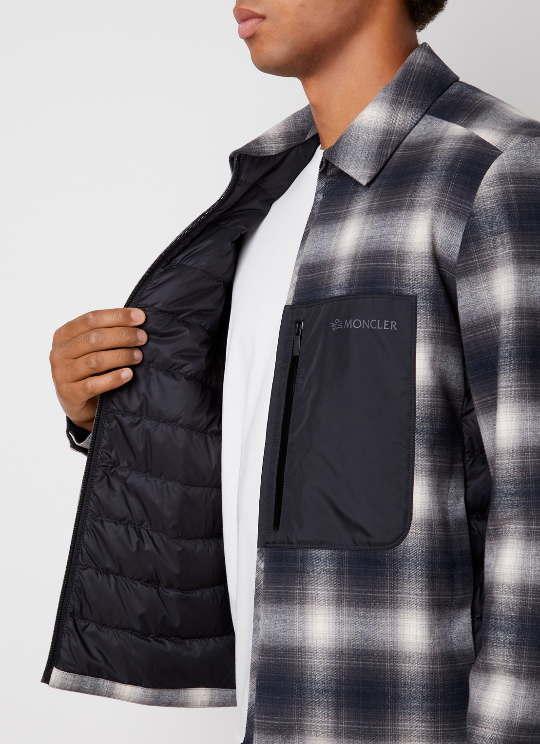 Moncler Cornisello gewatteerde jack met steekzakken en logo - detail 2 antraciet