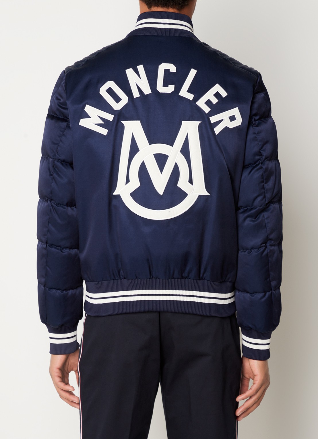 Moncler Dives gewatteerd bomberjack met logoprint - detail 4 donkerblauw