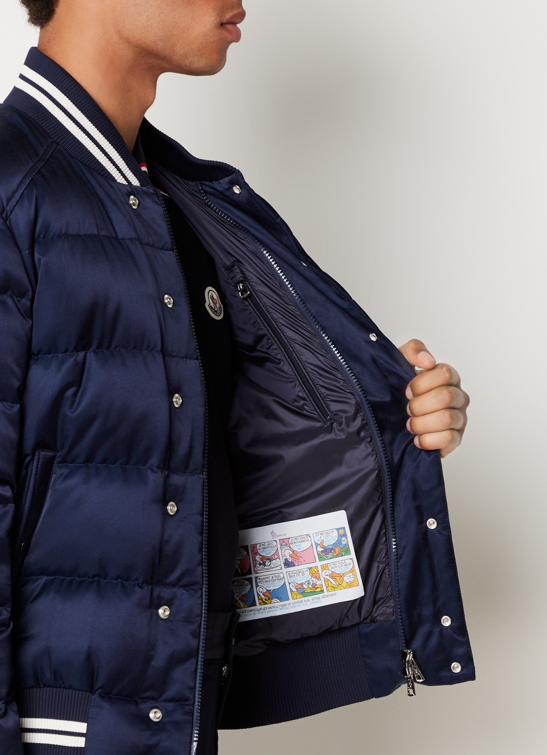 Moncler Dives gewatteerd bomberjack met logoprint - detail 5 donkerblauw