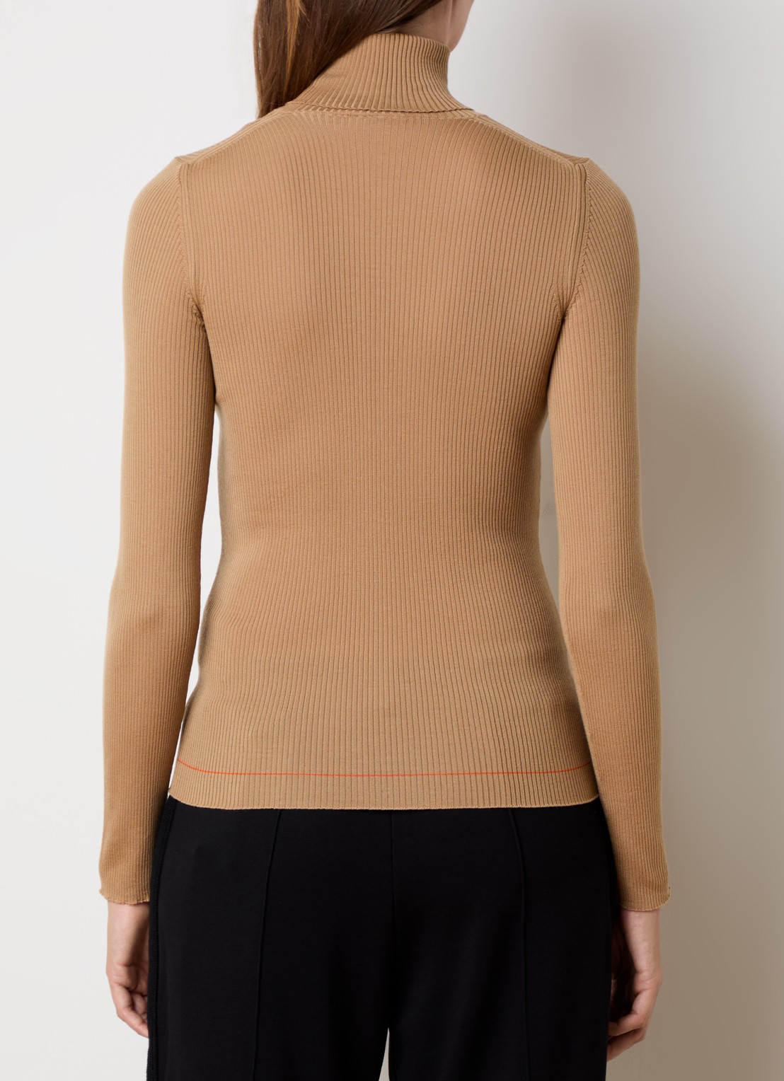 Moncler Dolcevita ribgebreide trui van wol - achterkant 5 camel