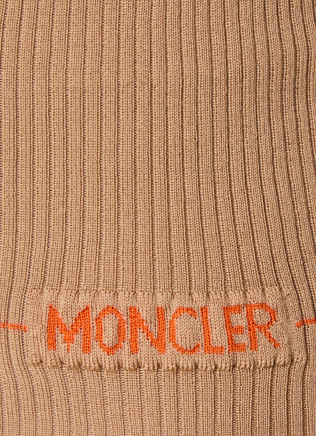 Moncler Dolcevita ribgebreide trui van wol - detail 4 camel