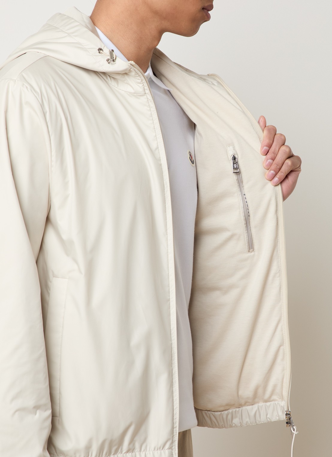 Moncler Domene windjack met capuchon - detail 6 gebroken wit