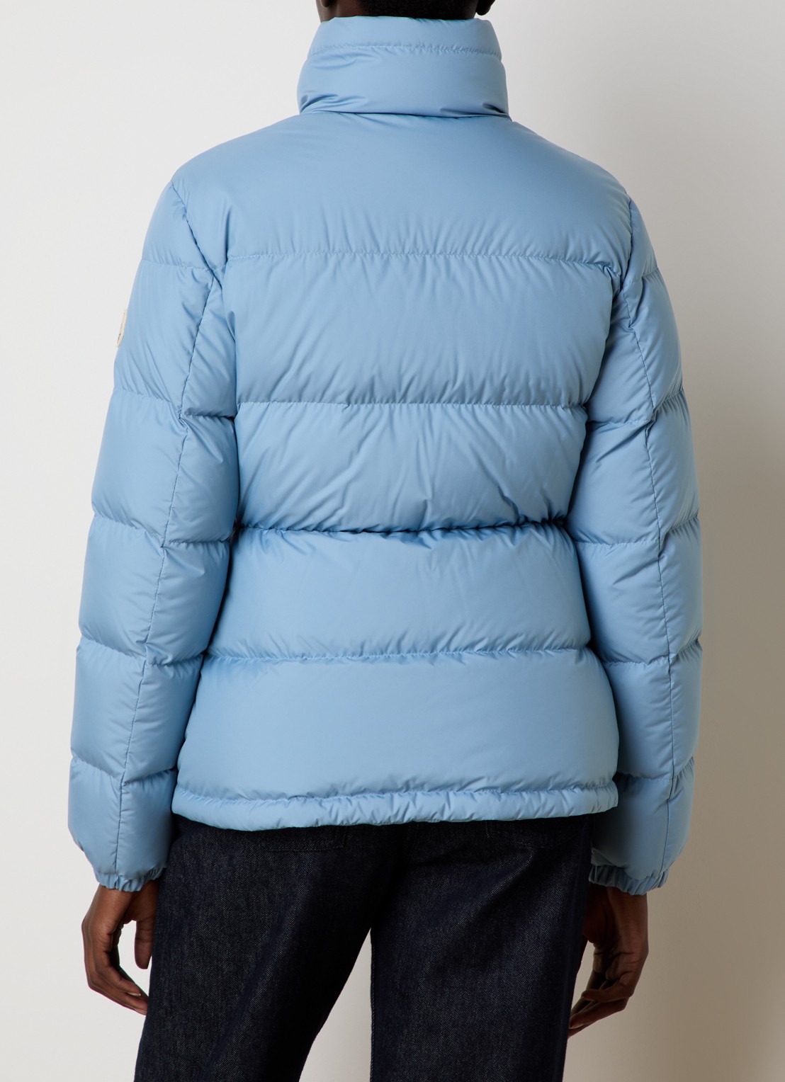 Moncler Dourbe puffer jack met donsvulling en logo - achterkant 6 lichtblauw