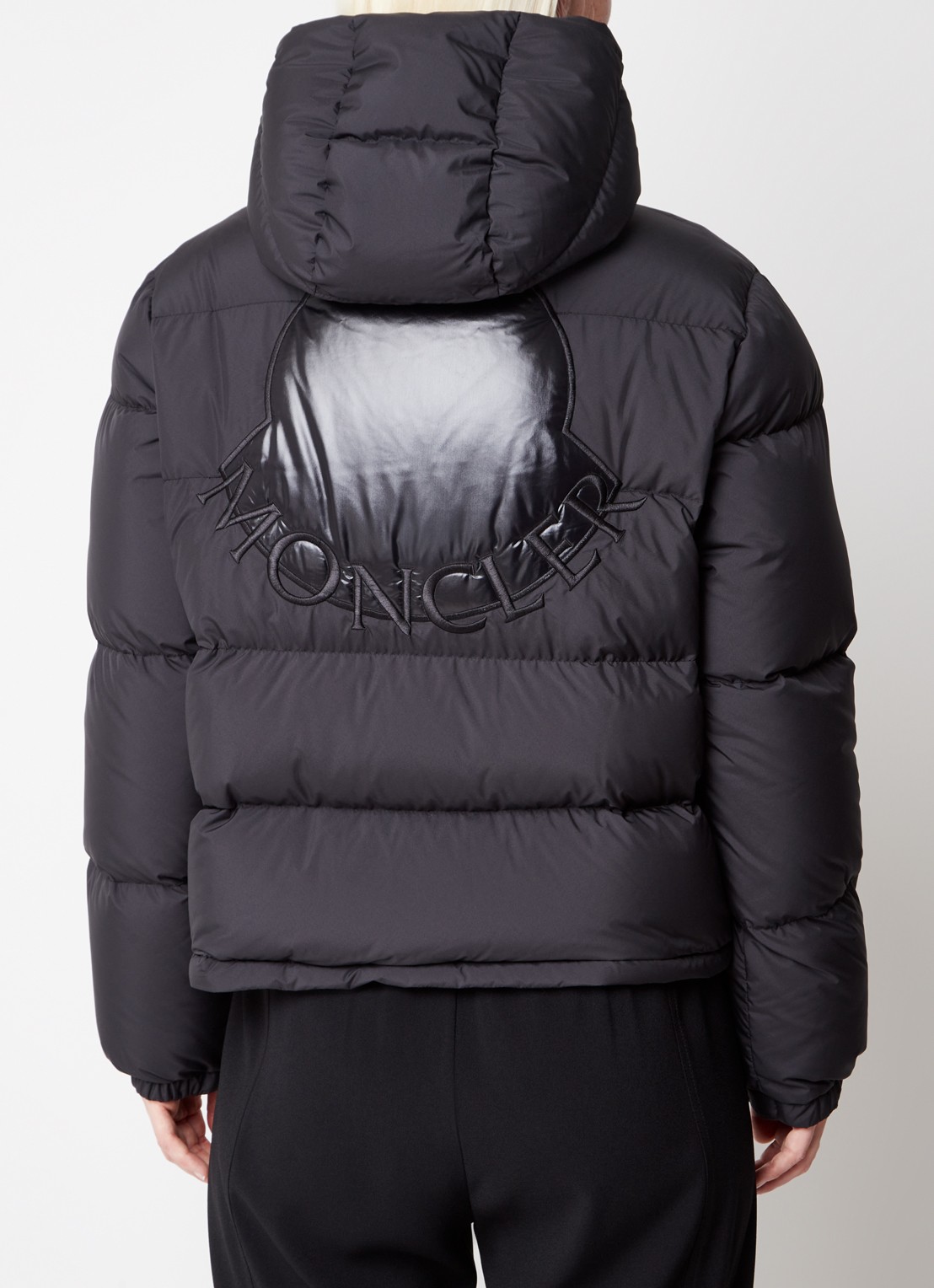 Moncler Ebre puffer jack met donsvulling en logoborduring - detail 2 zwart