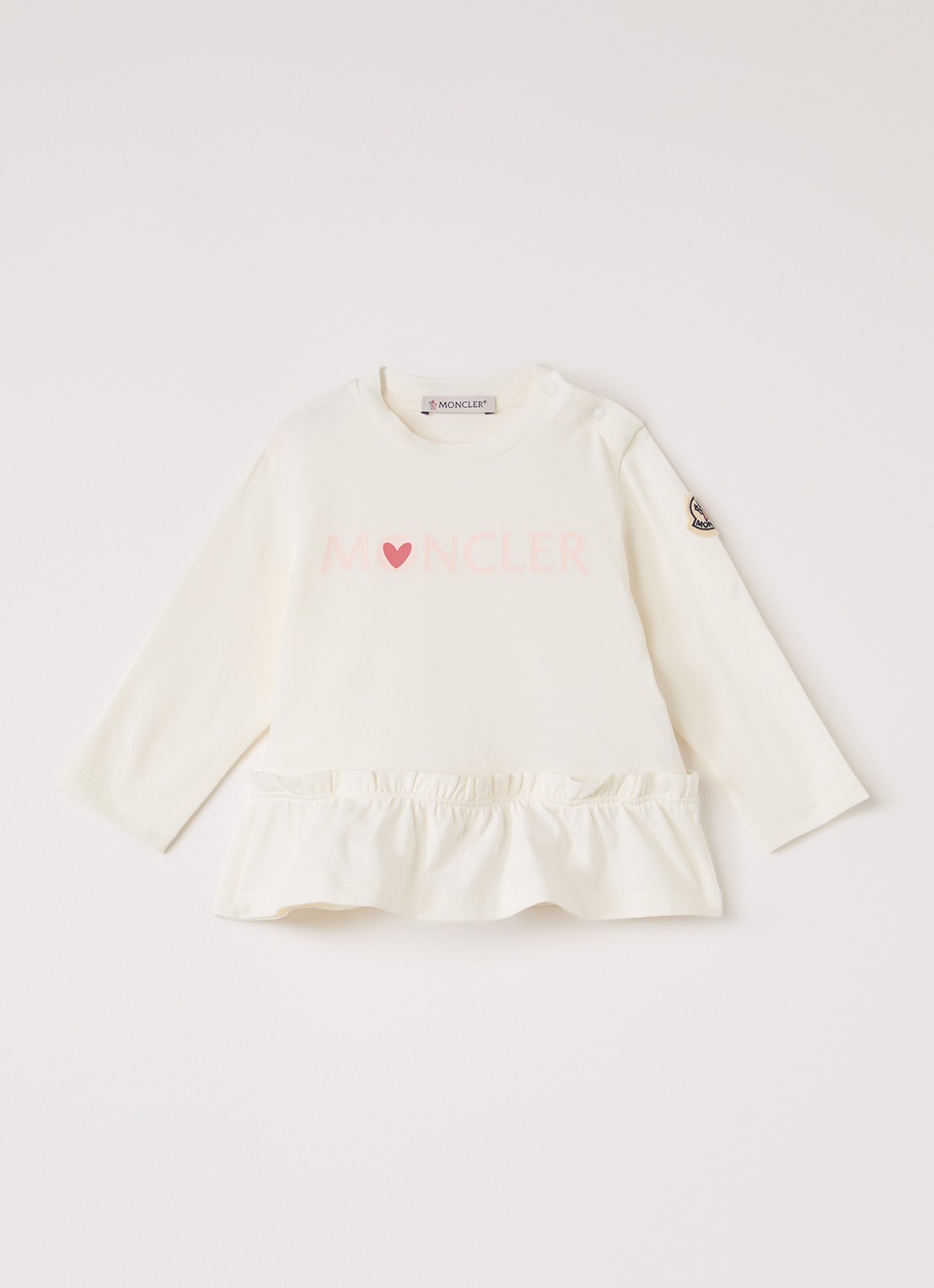 Moncler Ensemble Hearts longsleeve met logoprint - voorkant 2 gebroken wit
