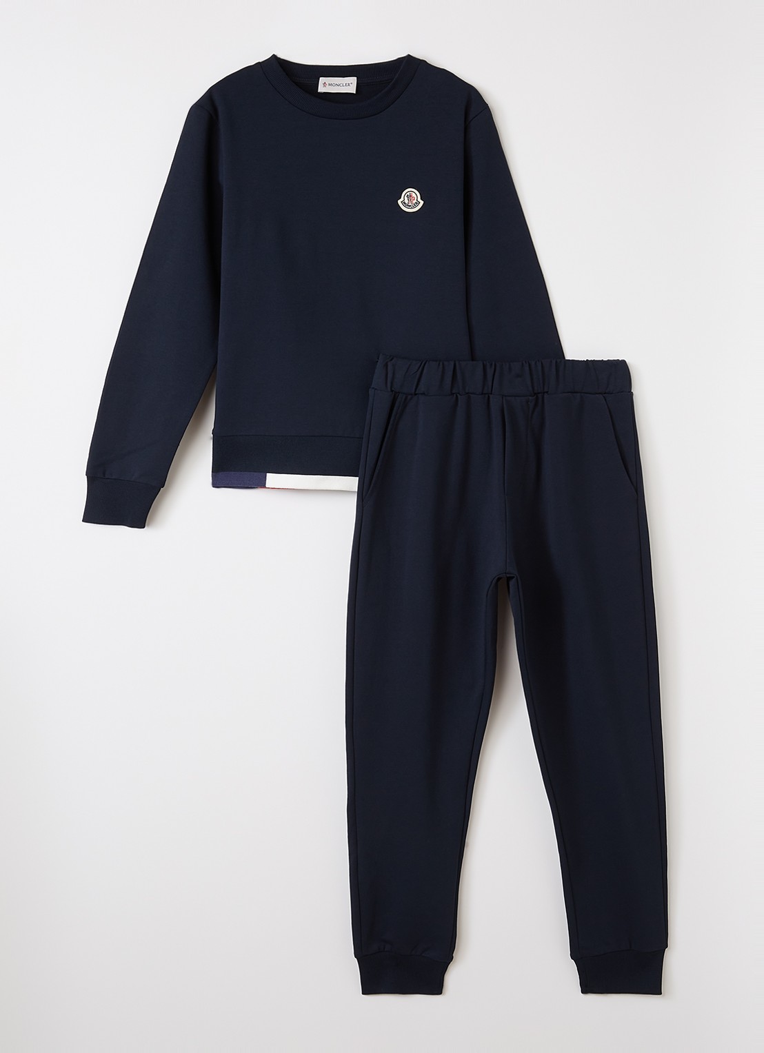 Moncler Ensemble set met sweater en joggingbroek 2-delig - voorkant donkerblauw