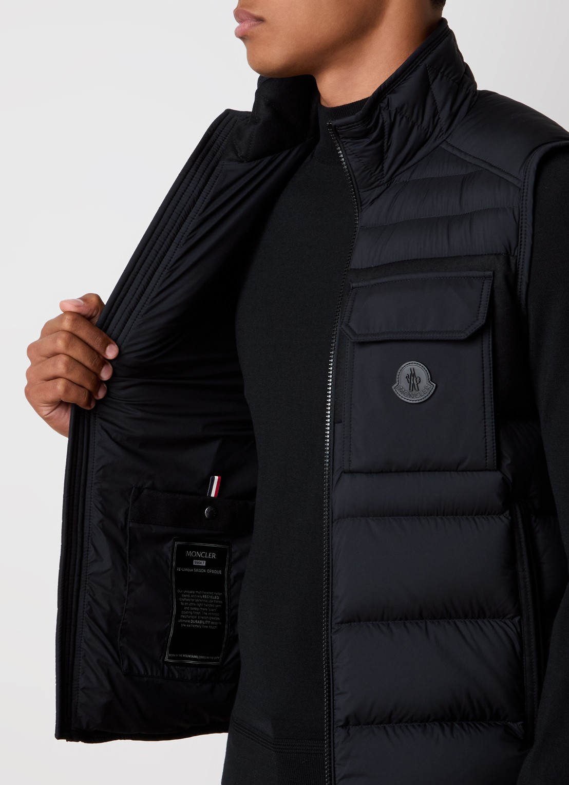 Moncler Estagnous gewatteerde bodywarmer met ritszakken - detail 3 zwart