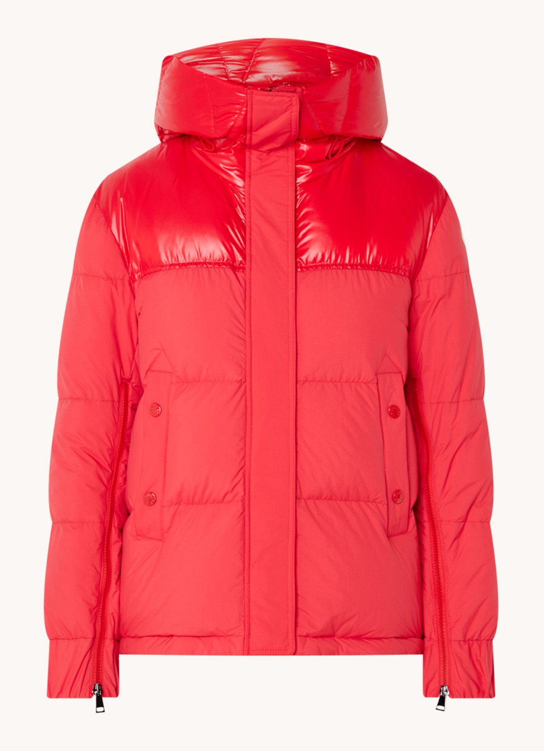 Moncler Etival gewatteerd jack met donsvulling en steekzakken - voorkant 4 steenrood