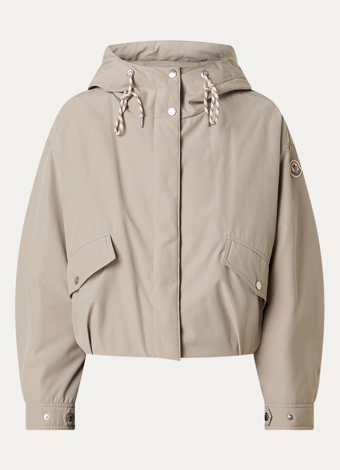 Moncler Eucalyptus cropped gewatteerd jack met donsvulling en capuchon - voorkant 2 beige