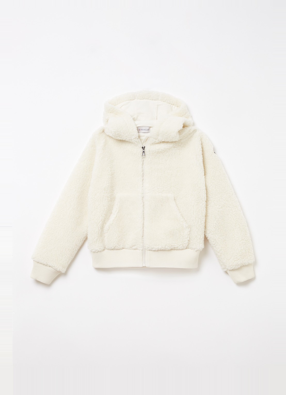 Moncler Felpa jack van imitatiebont met capuchon - voorkant 2 gebroken wit