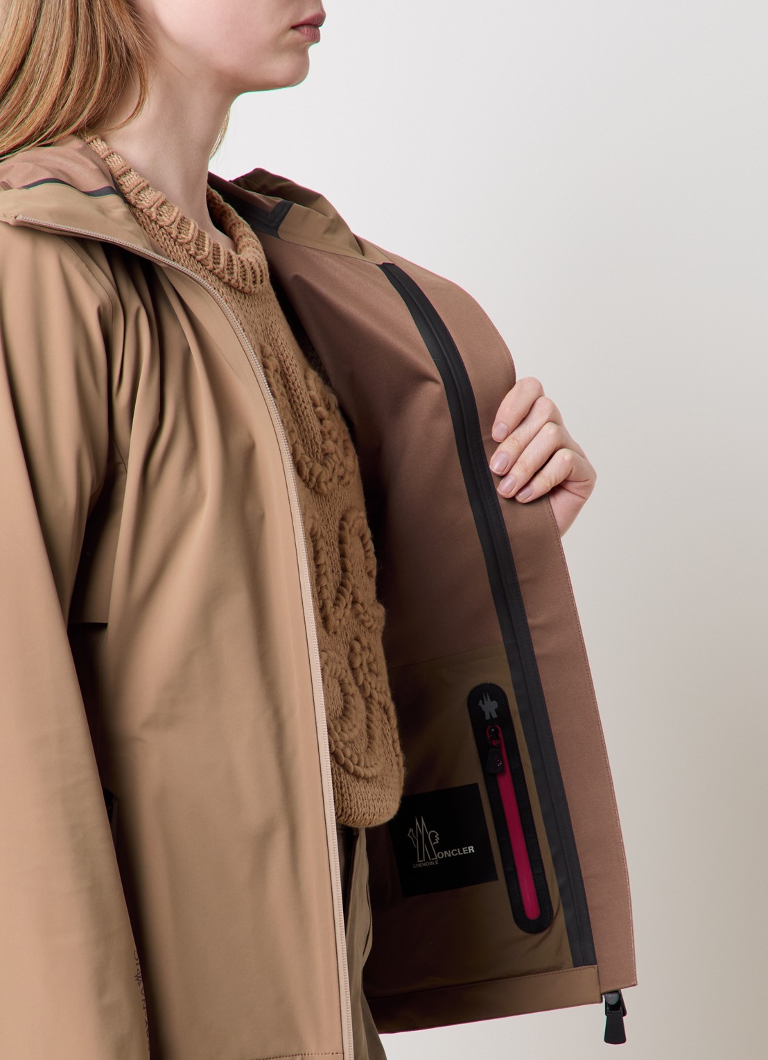 Moncler Fex jack met ceintuur - detail 2 camel