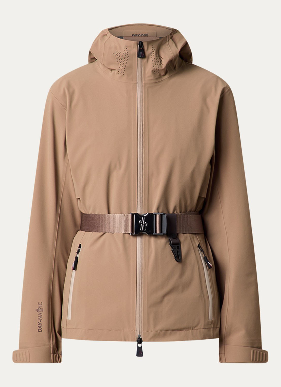Moncler Fex jack met ceintuur - voorkant 4 camel