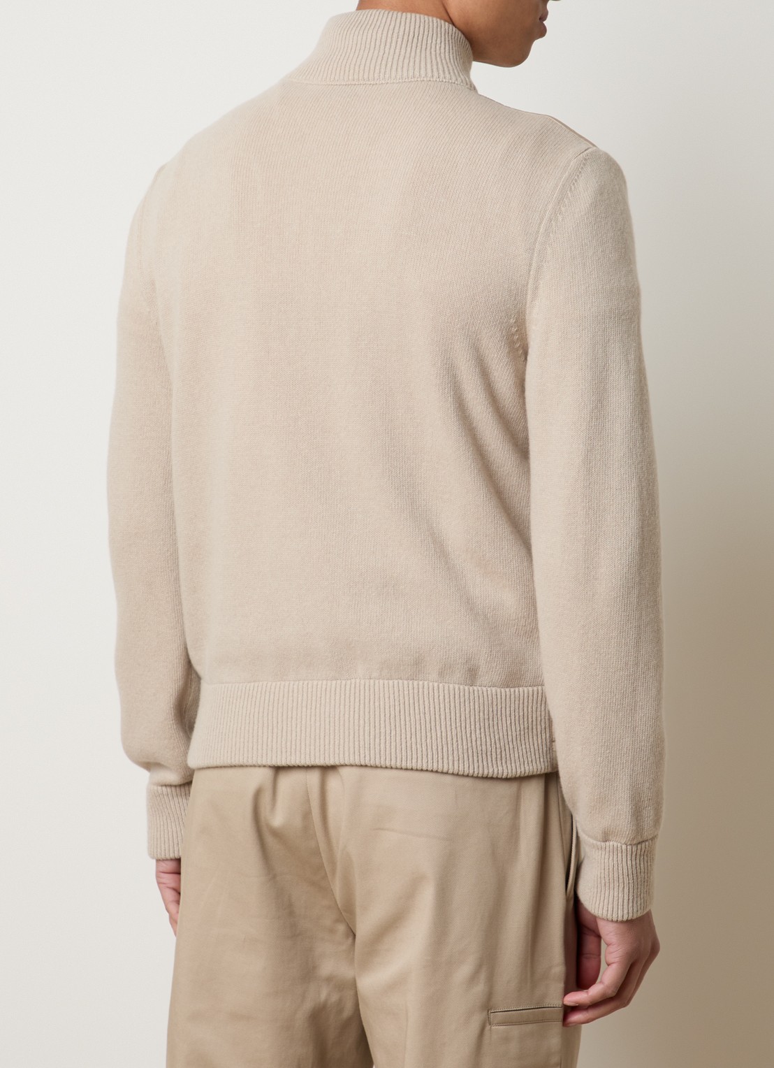Moncler Fijngebreid vest in scheerwolblend met gewatteerd voorpand met donsvulling - achterkant 4 beige