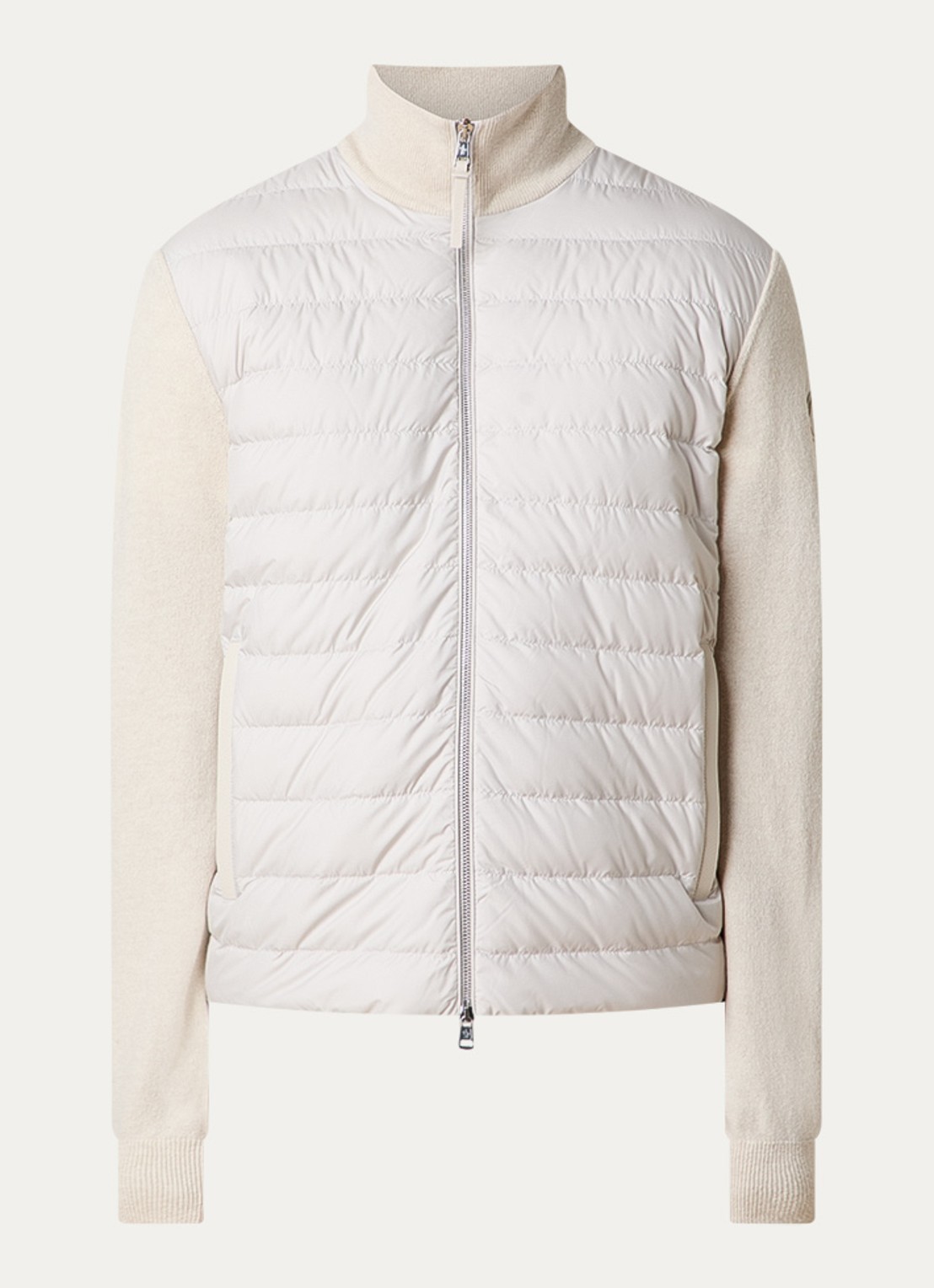 Moncler Fijngebreid vest met gewatteerd voorpand in kasjmierblend met donsvulling - voorkant 5 creme
