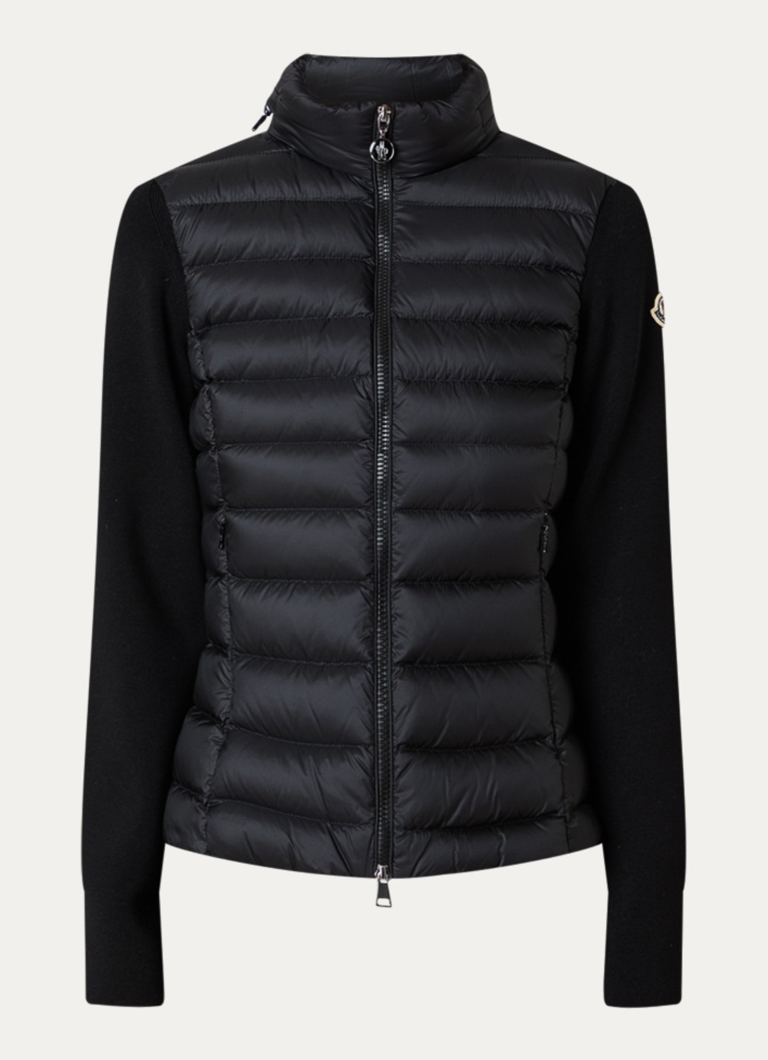 Moncler Fijngebreid vest met gewatteerd voorpand - voorkant 2 zwart