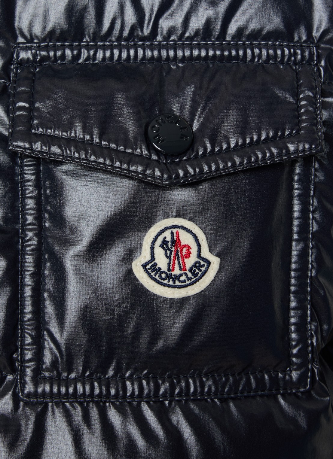 Moncler Fijngebreid vest met gewatteerd voorpand - detail 4 donkerblauw
