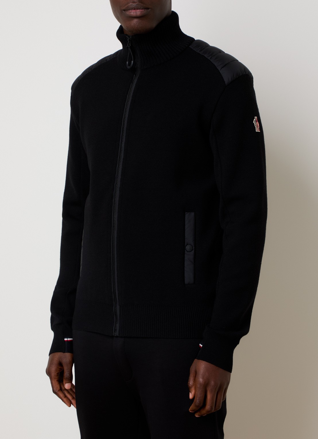 Moncler Fijngebreid vest van scheerwol met donsvulling - detail 2 zwart
