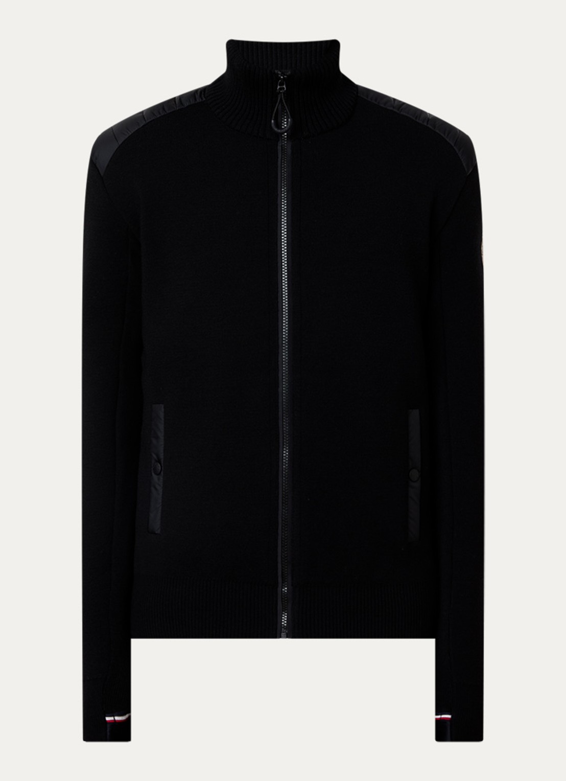 Moncler Fijngebreid vest van scheerwol met donsvulling - voorkant 5 zwart