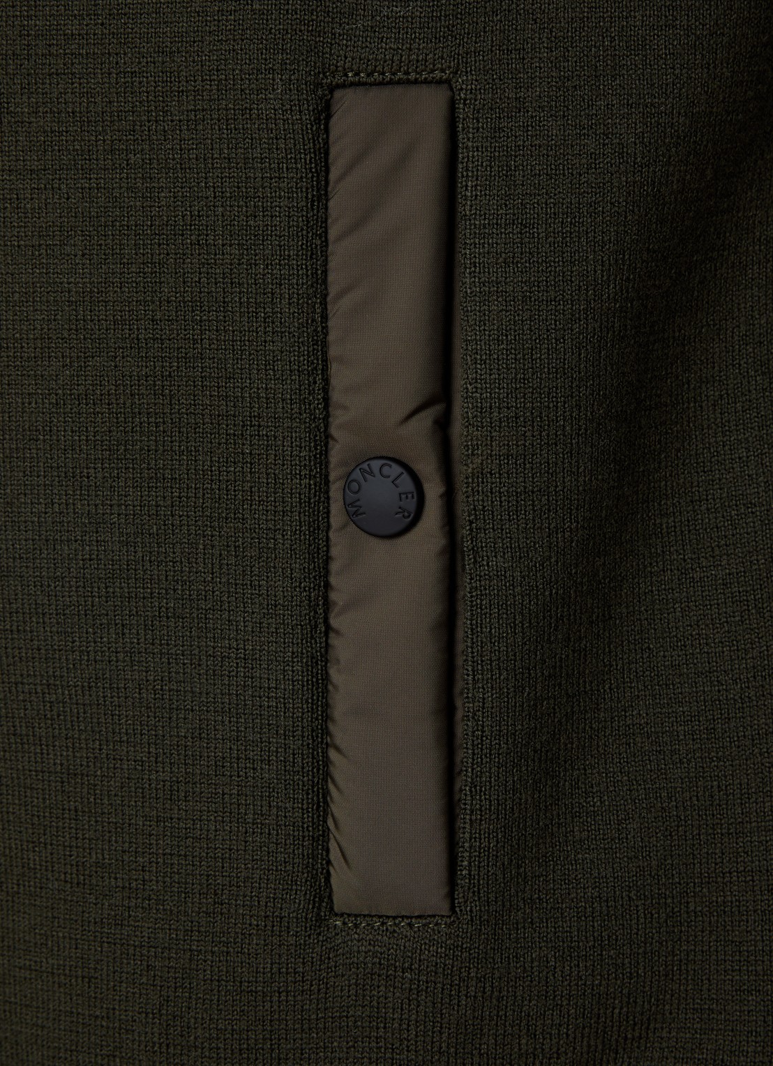Moncler Fijngebreid vest van scheerwol met donsvulling - detail 3 legergroen