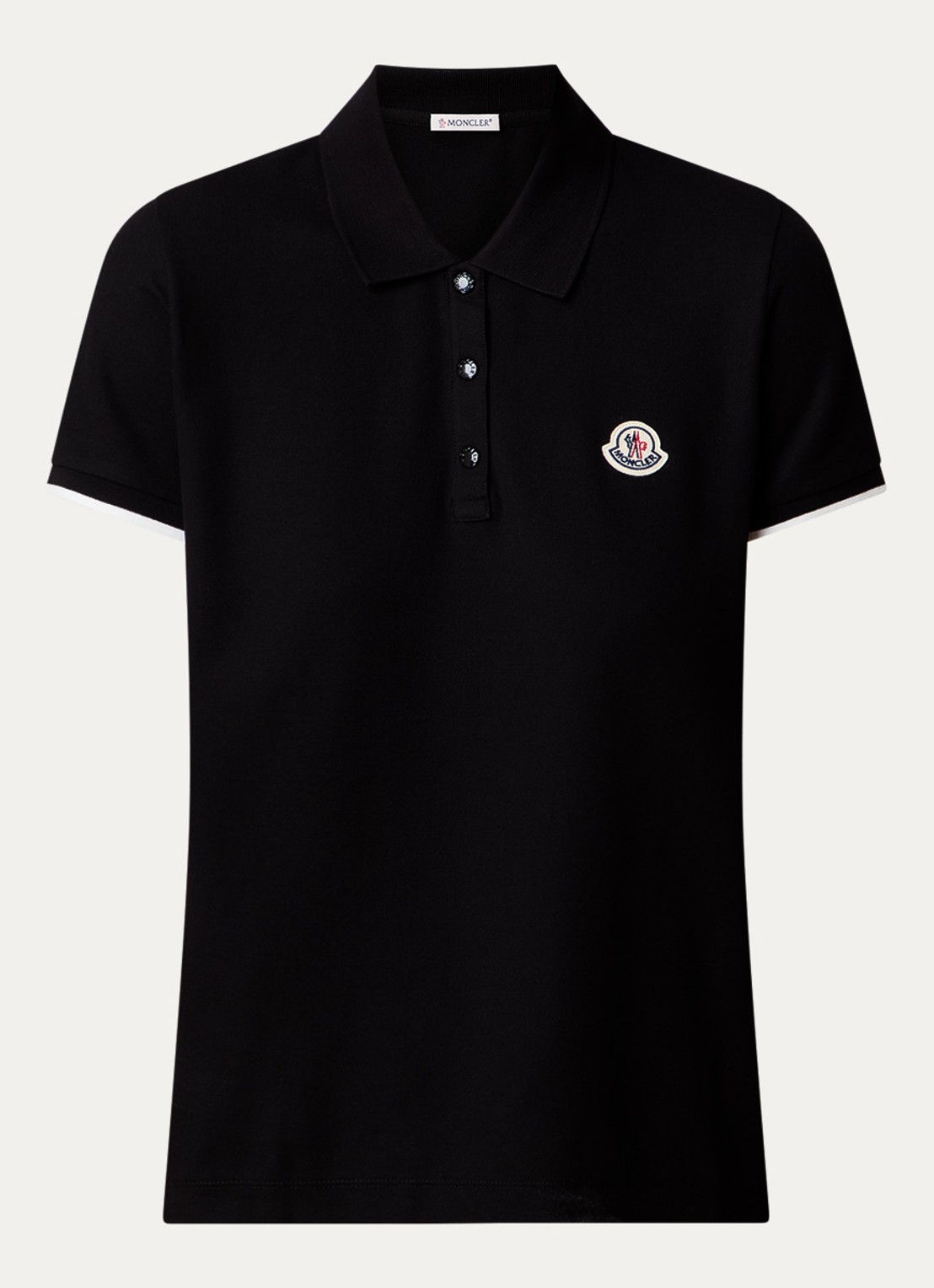 Moncler Fijngebreide polo met logo - voorkant 2 zwart