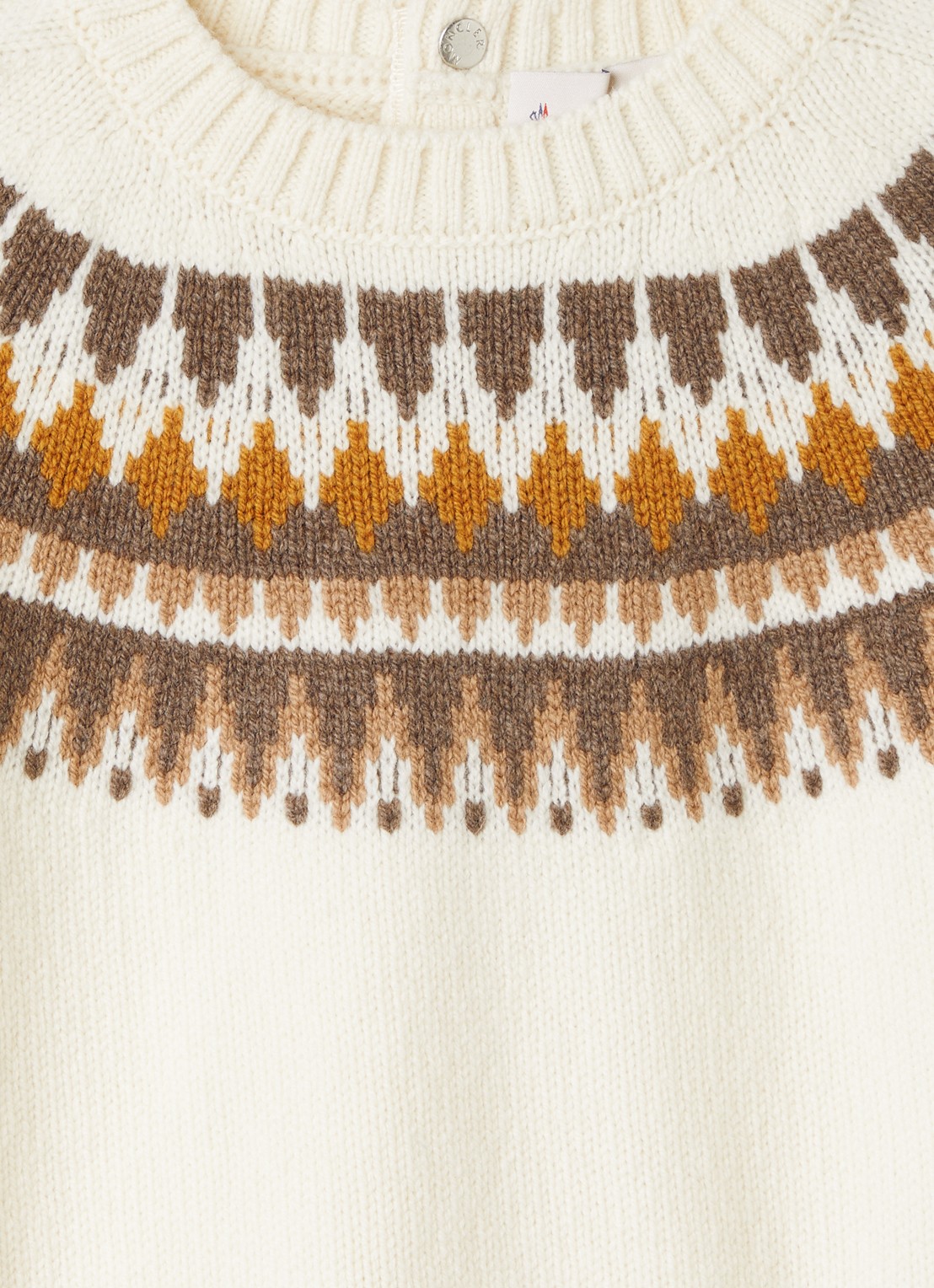 Moncler Fijngebreide sweater in kasjmierblend met print - detail creme