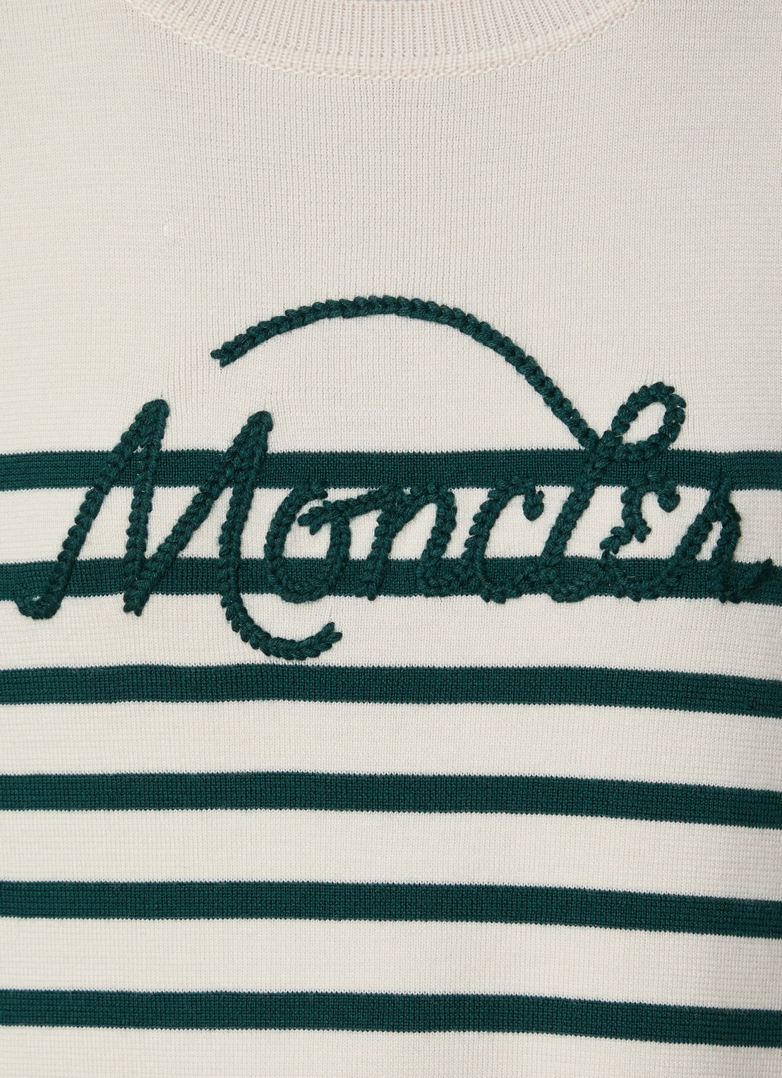 Moncler Fijngebreide trui met ingebreid patroon en logoborduring - detail 2 beige