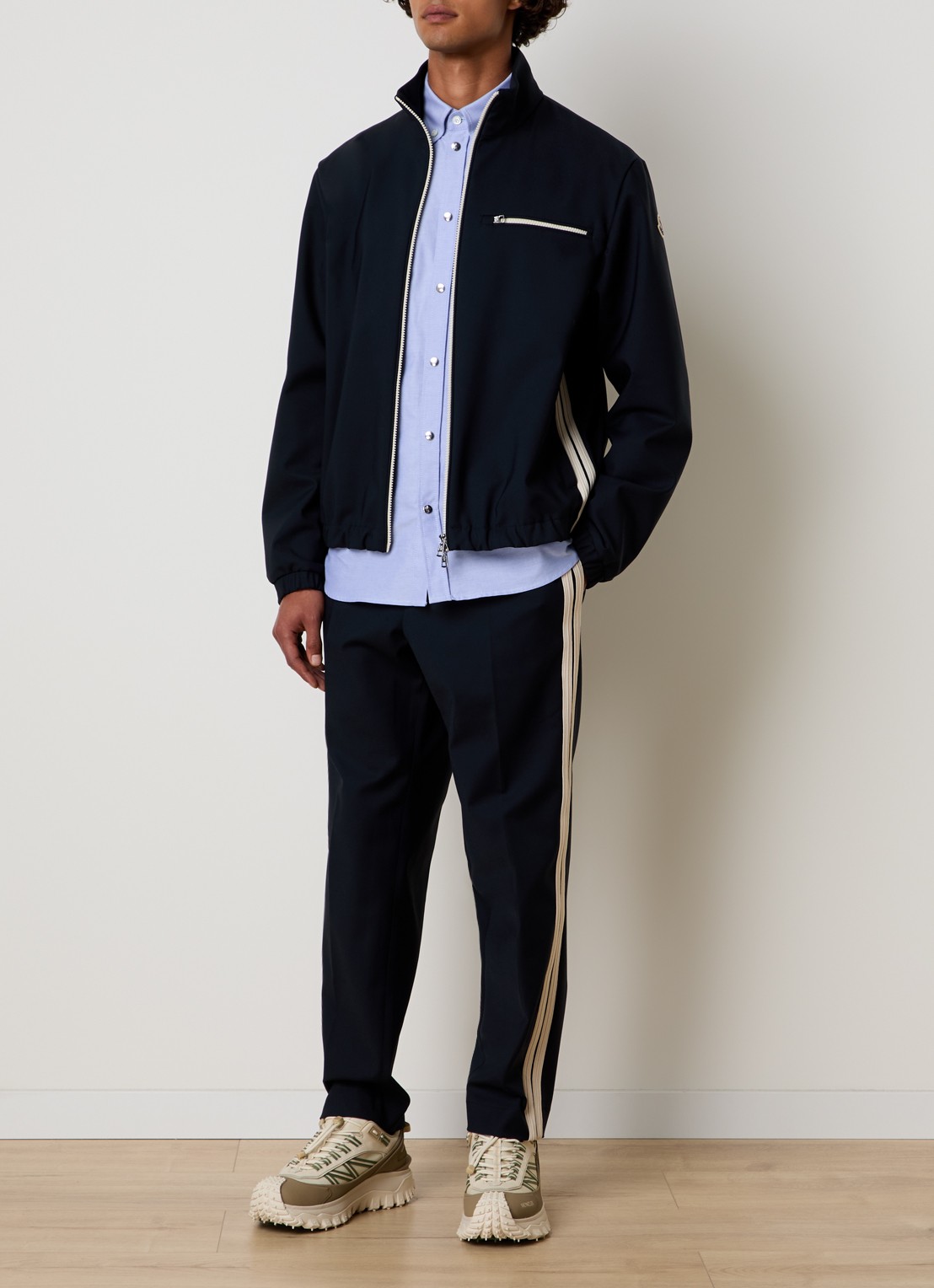 Moncler Fourioun jack met ritszakken en logo - voorkant 3 donkerblauw