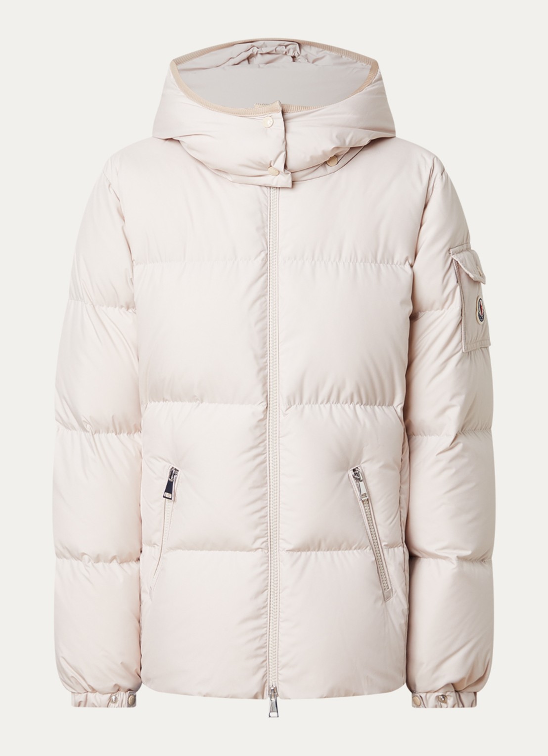 Moncler Fourmines puffer jack met donsvulling en ritszakken - voorkant 5 creme