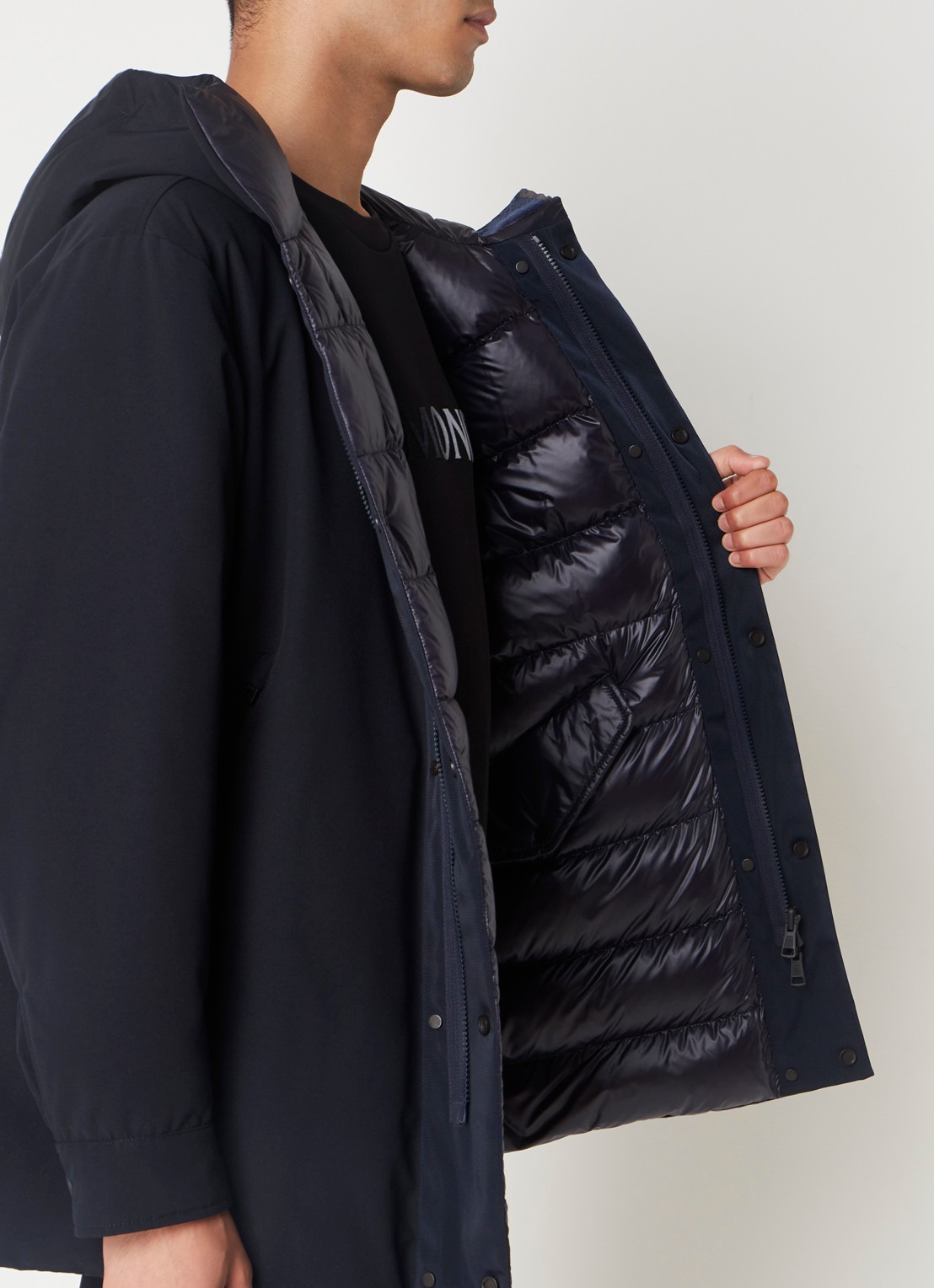Moncler Fowey reversible gewatteerde parka met donsvulling - detail 3 donkerblauw