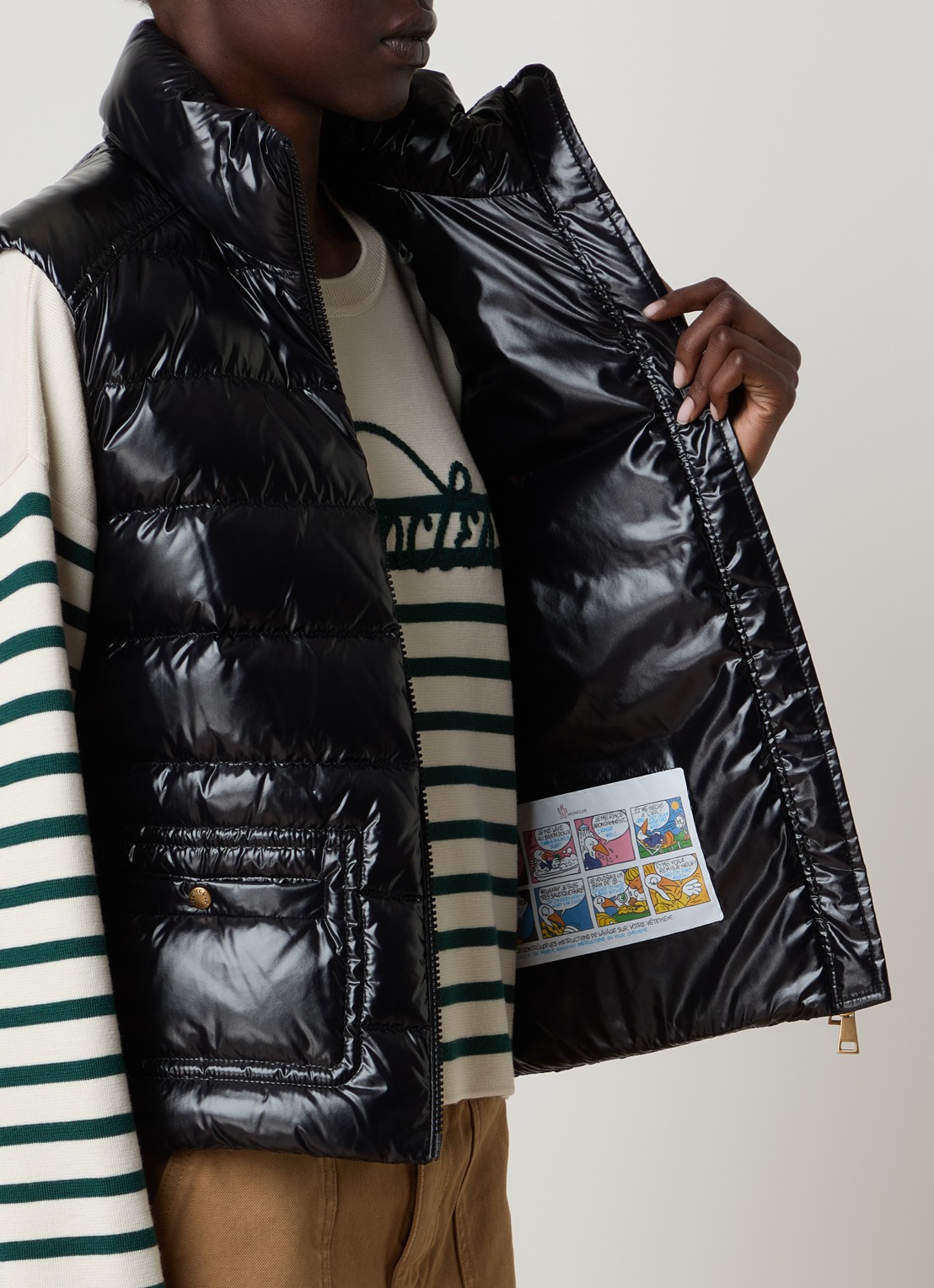 Moncler Frelon gewatteerde bodywarmer met donsvulling - detail 5 zwart