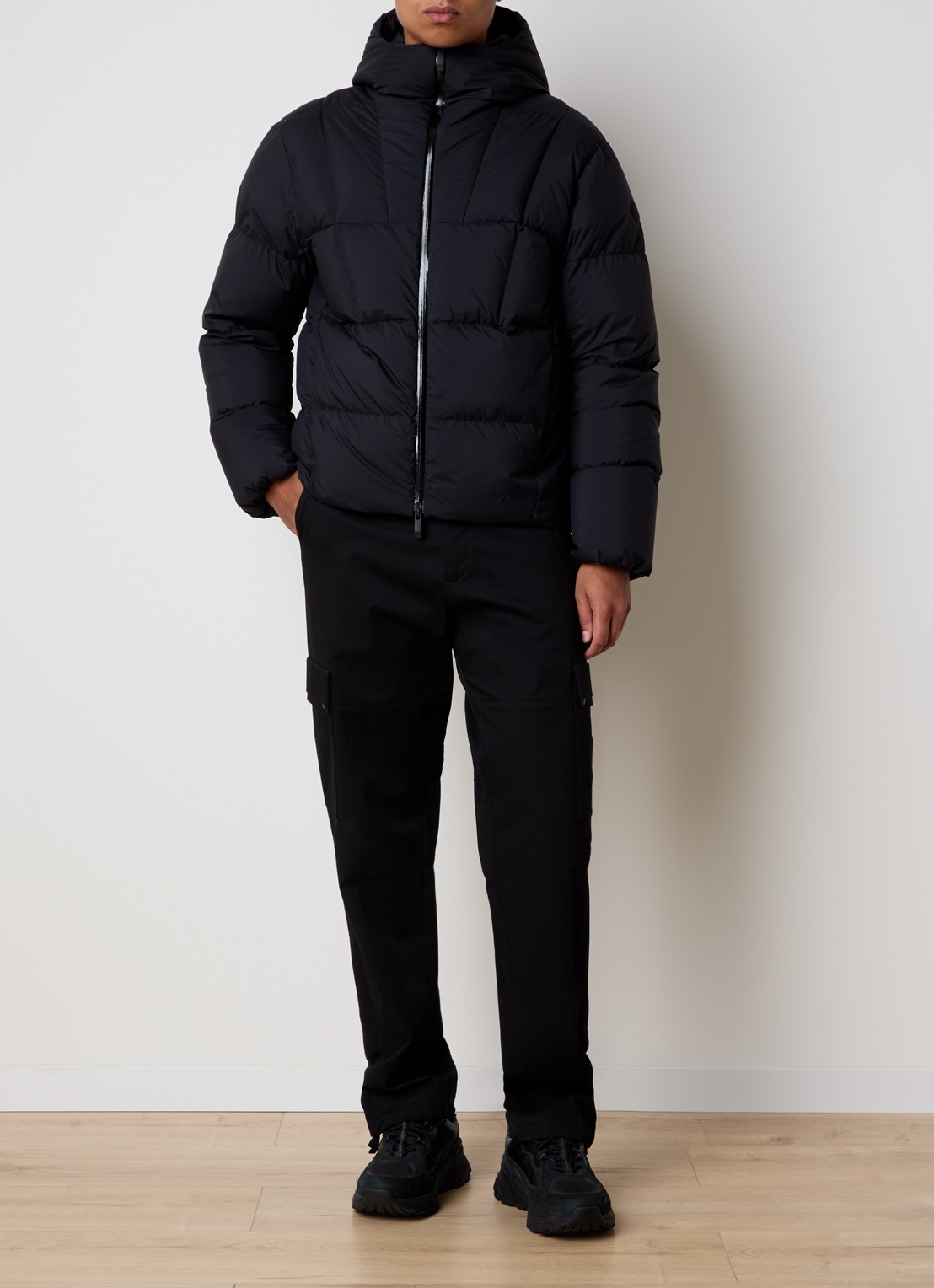 Moncler Fusain gewatteerd jack met donsvulling - voorkant 3 zwart