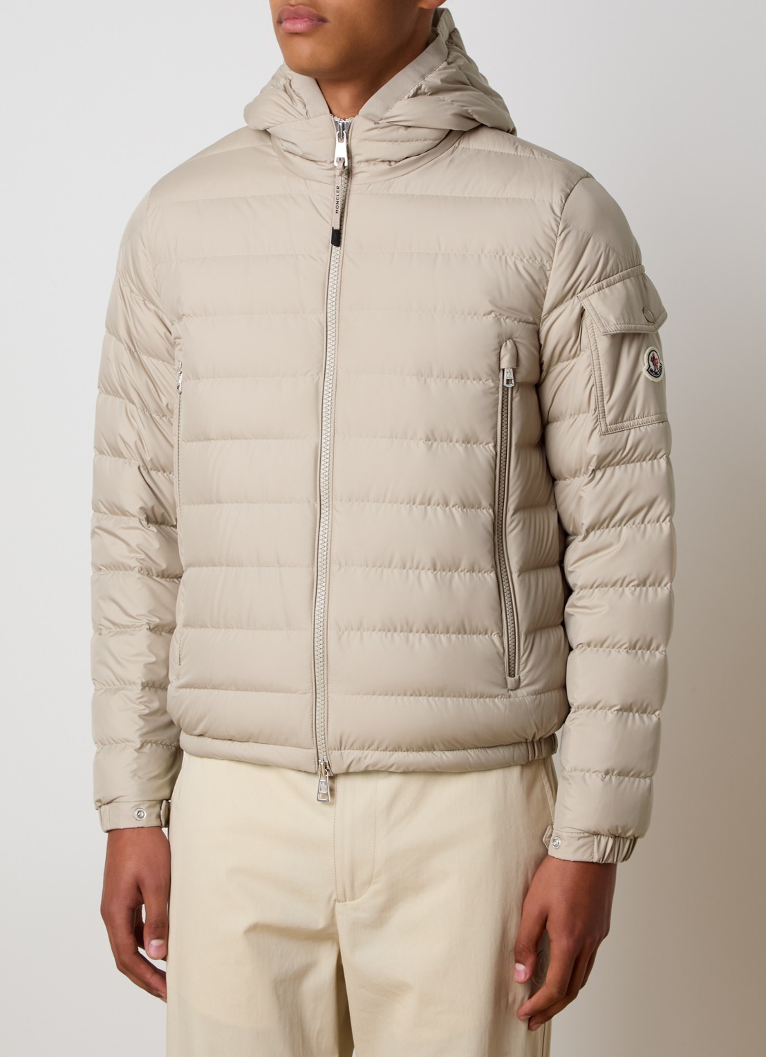 Moncler Galion gewatteerd jack met donsvulling en capuchon - detail 4 beige