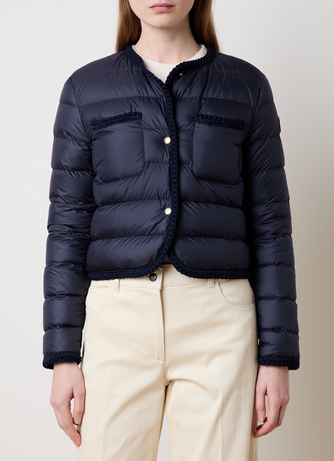 Moncler Gencay gewatteerd jack met donsvulling en borstzakken - detail donkerblauw