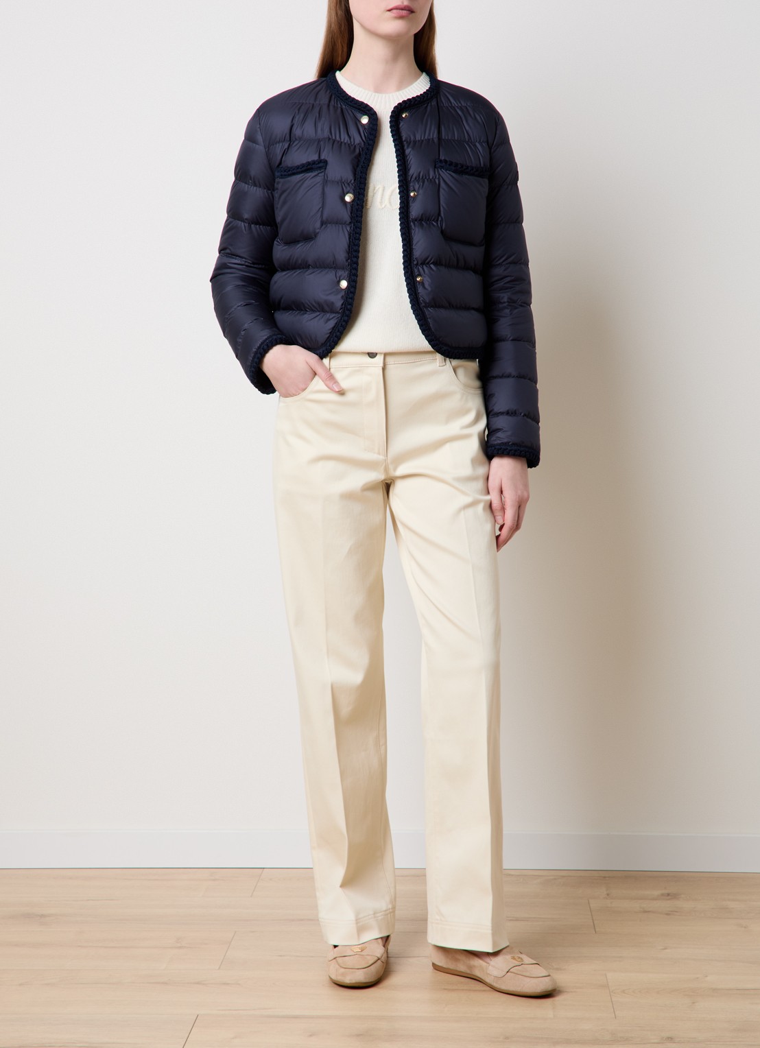 Moncler Gencay gewatteerd jack met donsvulling en borstzakken - voorkant 5 donkerblauw