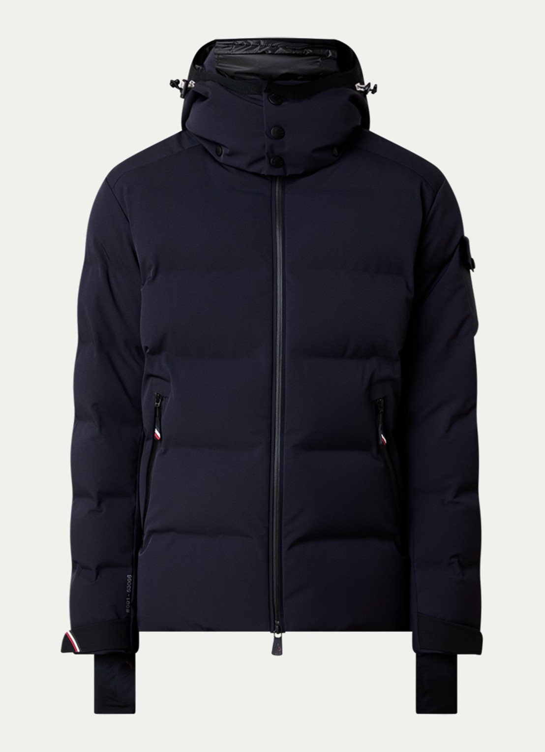 Moncler Giubotto ski-jas met donsvulling en afneembare capuchon - voorkant donkerblauw
