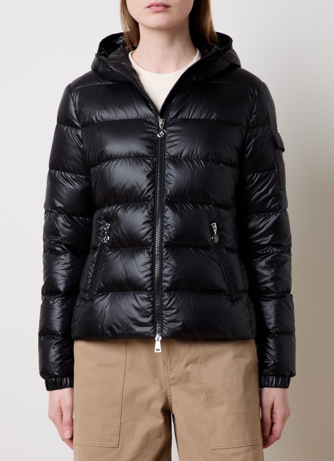Moncler Gles gewatteerd jack met donsvulling en capuchon - detail 4 zwart