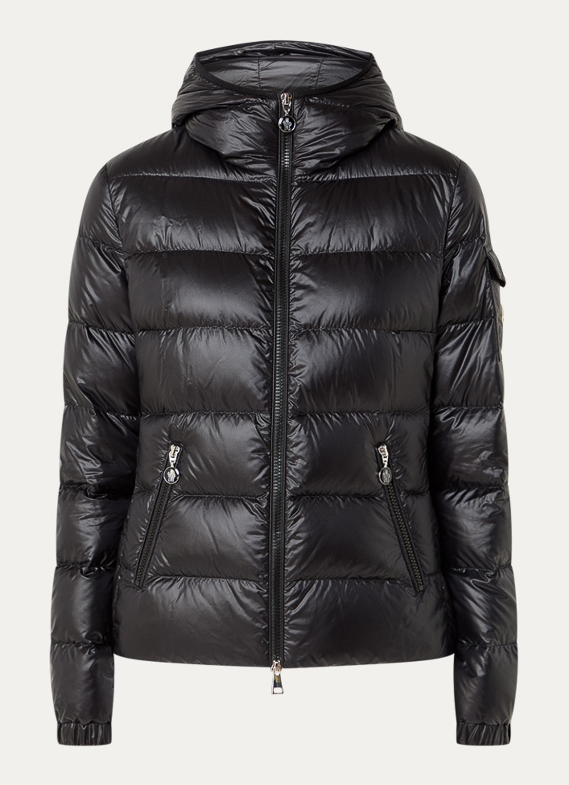 Moncler Gles gewatteerd jack met donsvulling en capuchon - voorkant 2 zwart