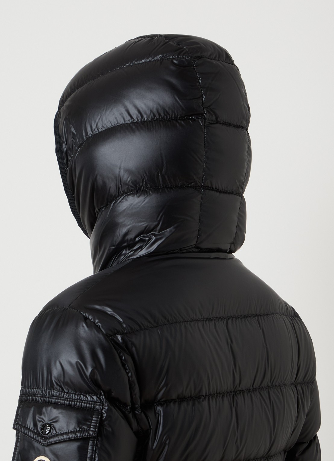 Moncler Glesse pufferjack met donsvulling en capuchon - detail 6 zwart