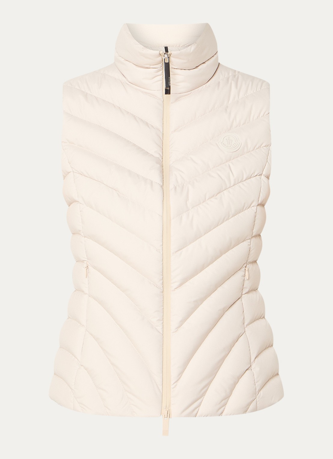Moncler Granes gewatteerde bodywarmer met donsvulling en ritszakken - voorkant creme