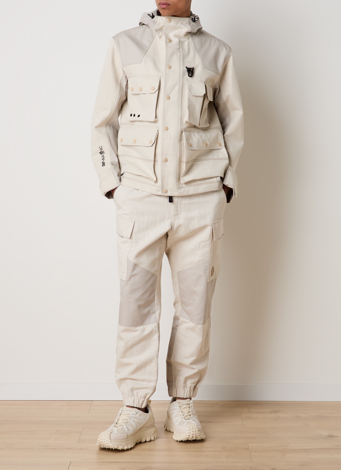 Moncler Grenoble Scratch skibroek met logoprint - voorkant 2 beige