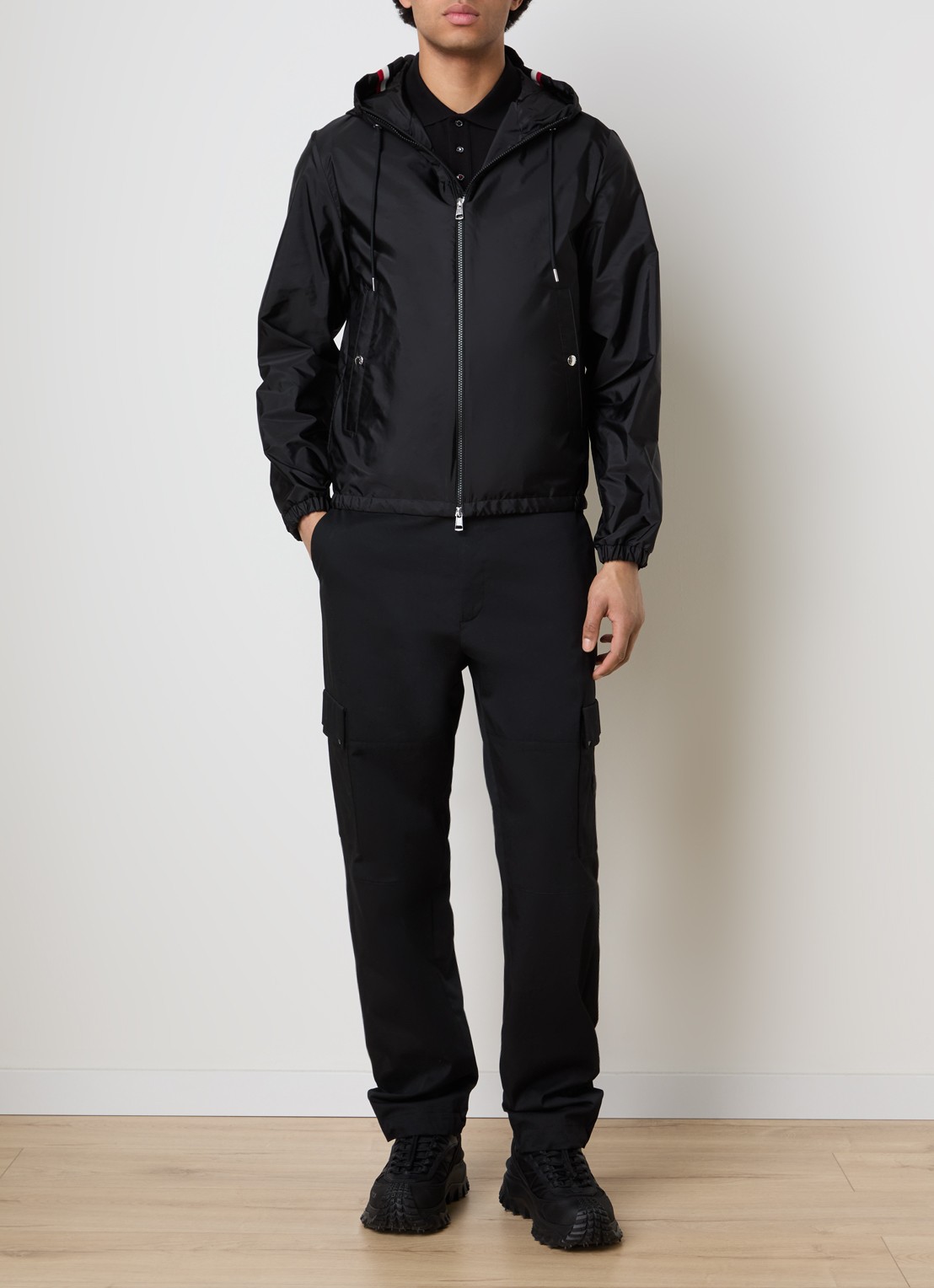 Moncler Grimpeurs windjack met capuchon en steekzakken - voorkant 5 zwart