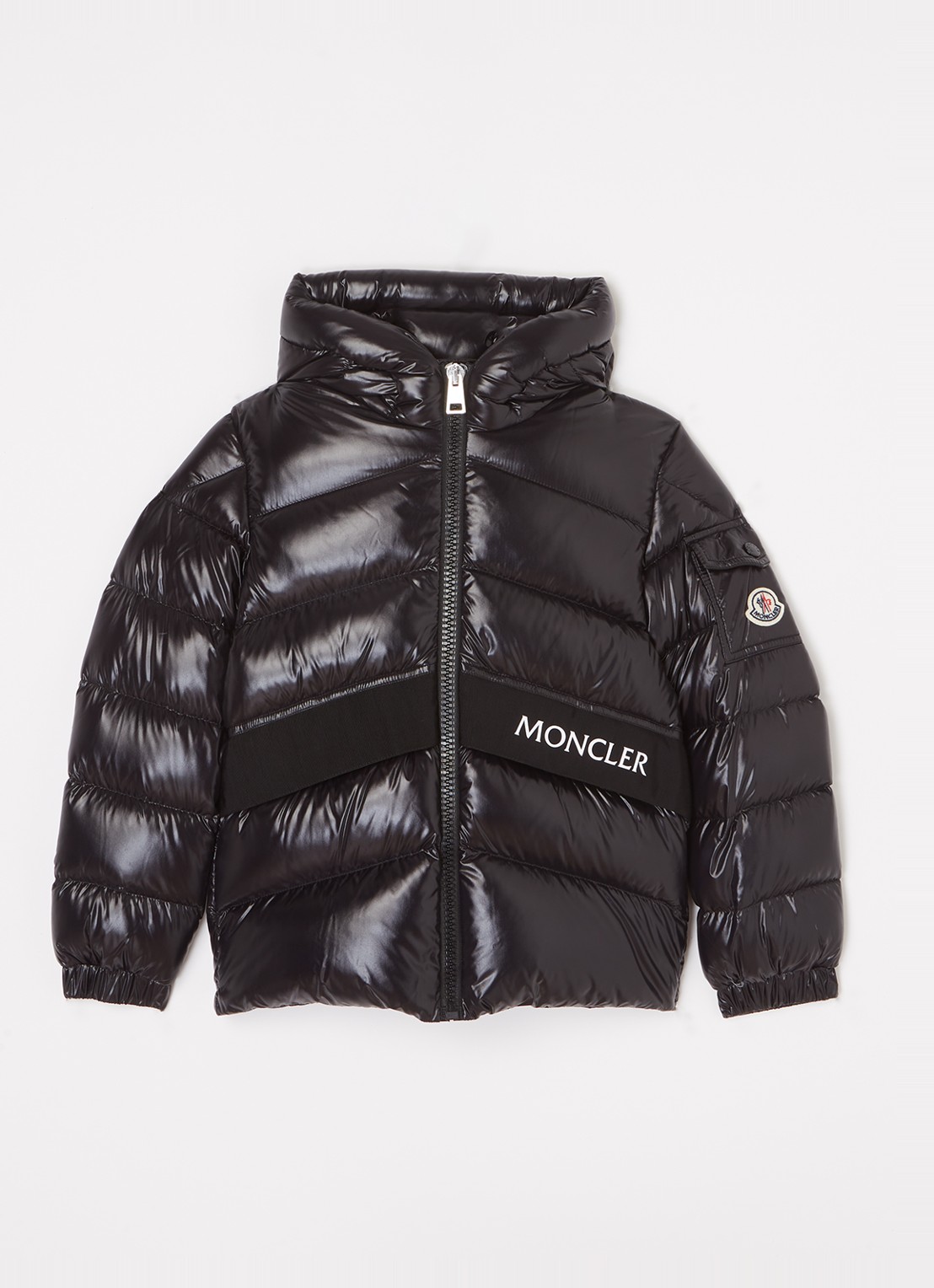 Moncler Groseiller puffer jack met donsvulling en capuchon - voorkant zwart