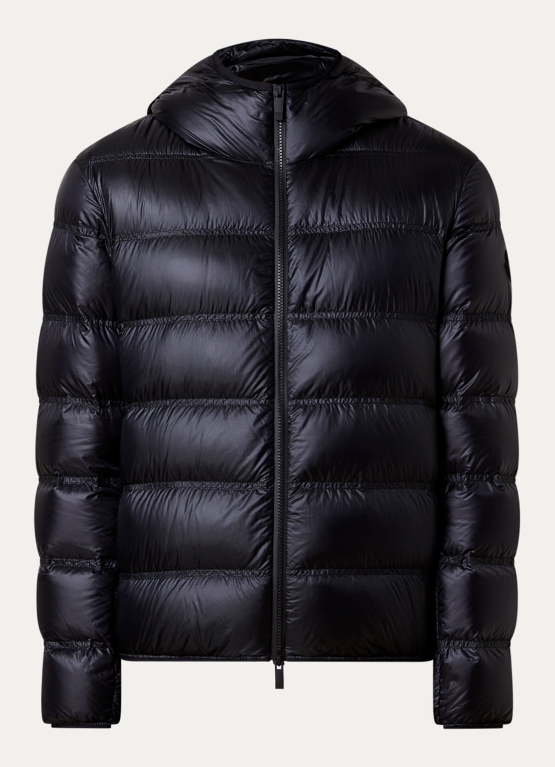Moncler Guadiana puffer jack met donsvulling en capuchon - voorkant zwart