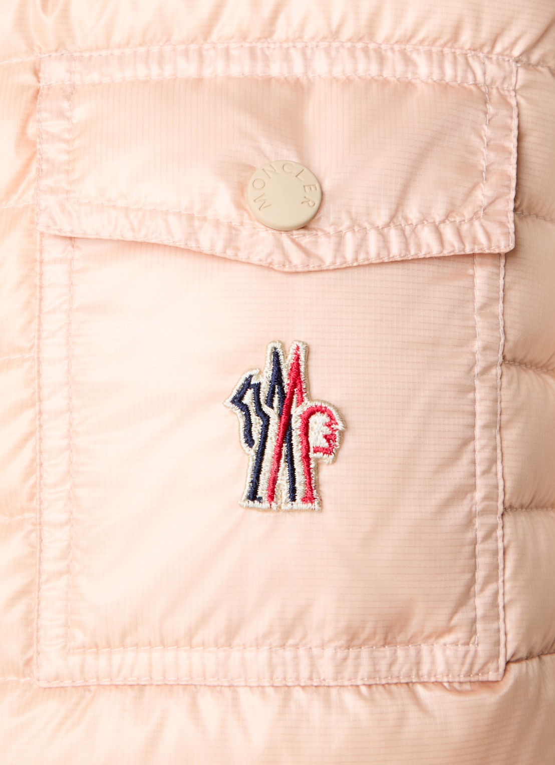 Moncler Gumiane gewatteerde bodywarmer met donsvulling en logo - detail 4 zalmroze