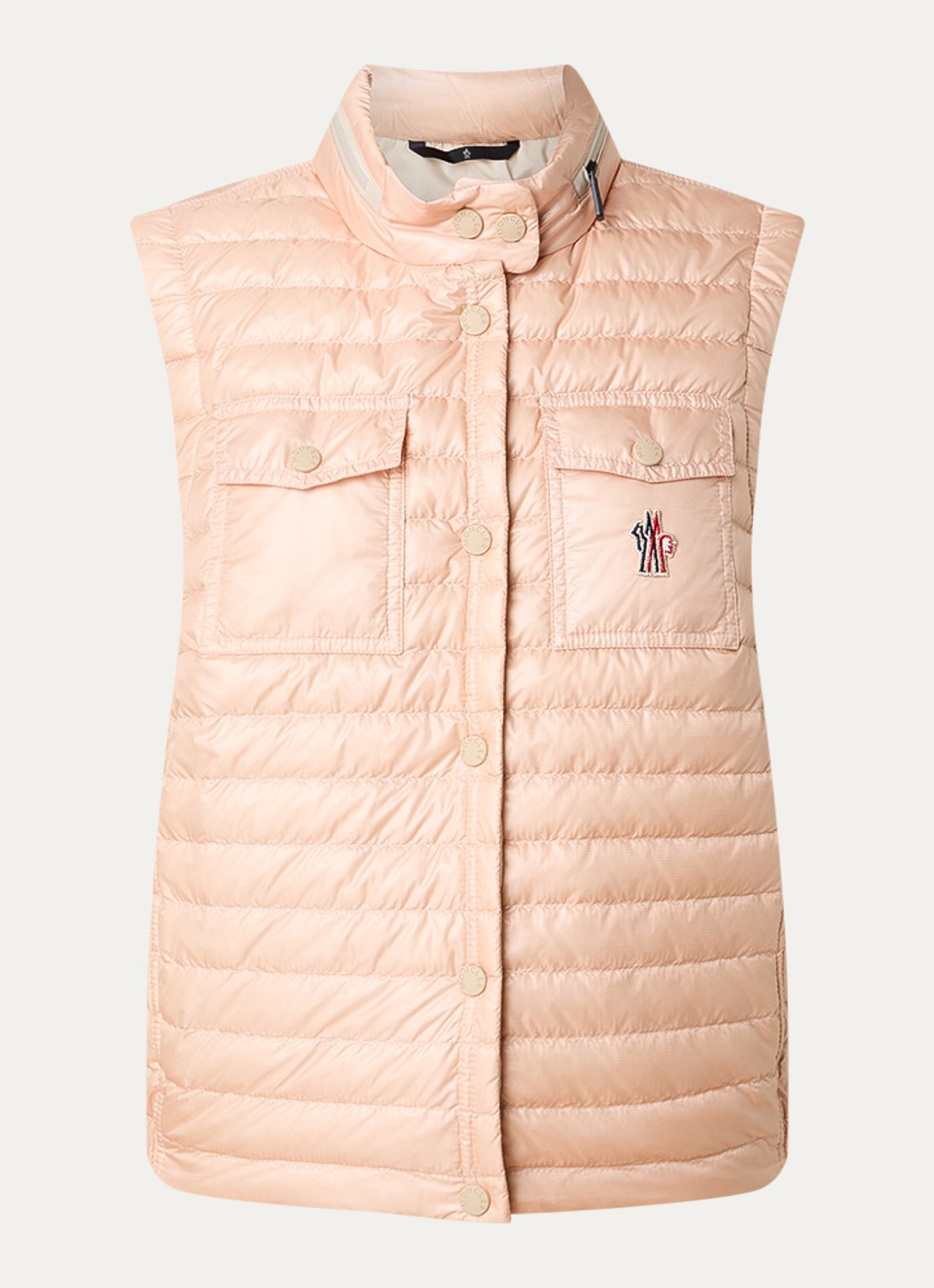 Moncler Gumiane gewatteerde bodywarmer met donsvulling en logo - voorkant 5 zalmroze