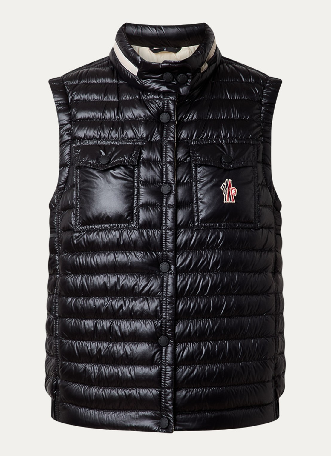 Moncler Gumiane gewatteerde bodywarmer met donsvulling en opbergbare capuchon - voorkant 5 zwart