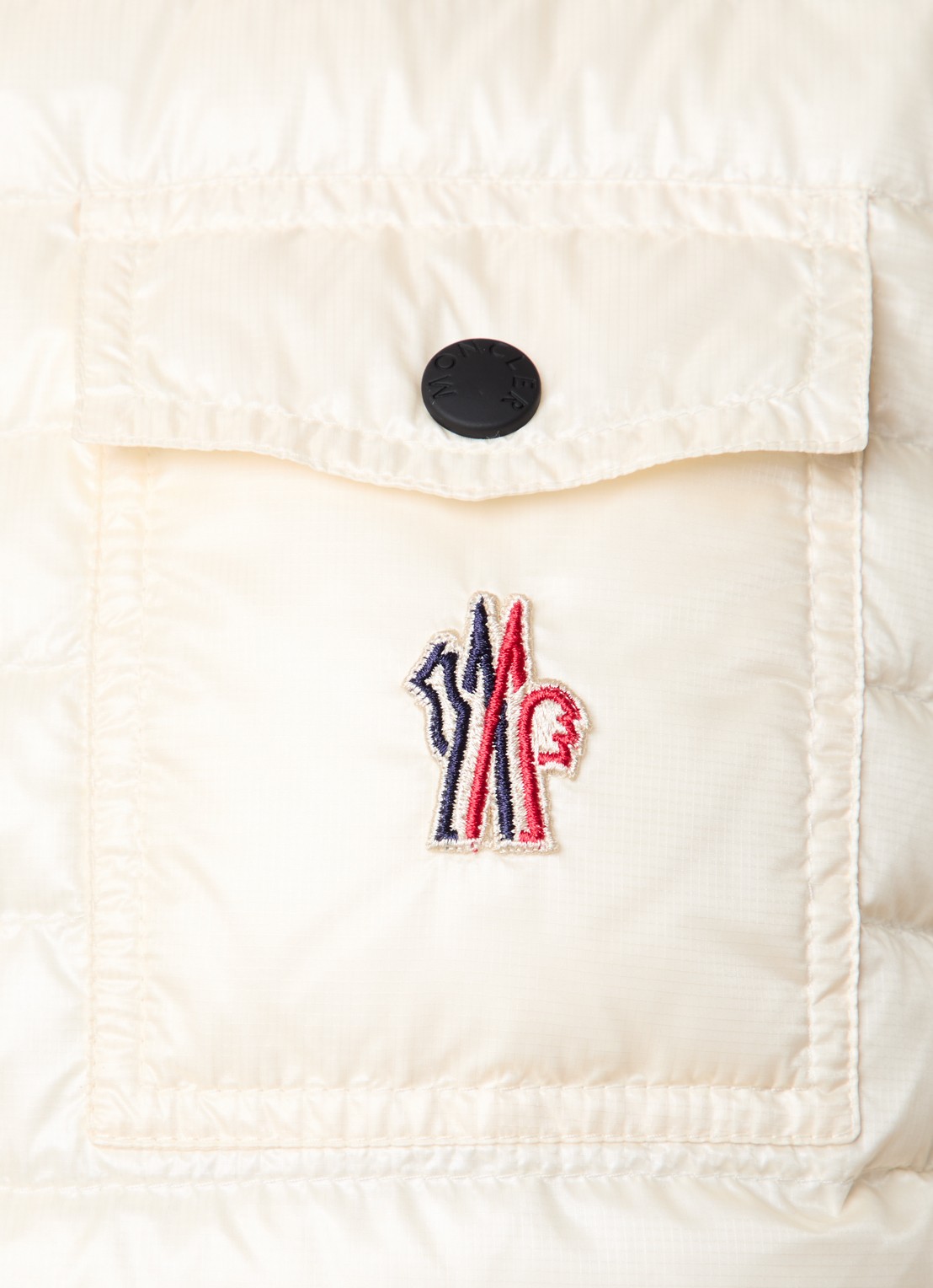 Moncler Gumiane gewatteerde bodywarmer met donsvulling en opbergbare capuchon - detail 5 creme