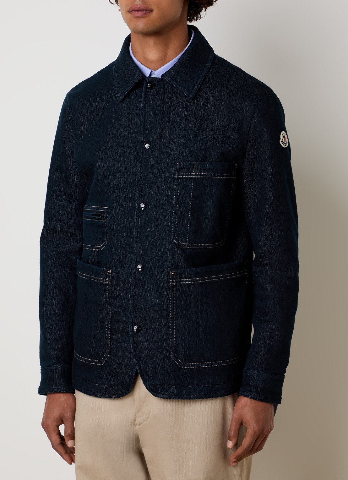 Moncler Haderu spijkerjas met borstzakken - detail donkerblauw