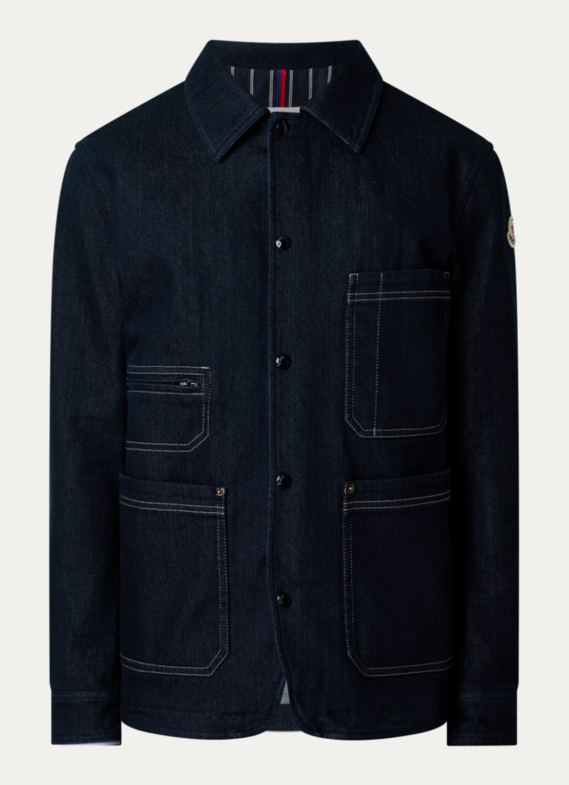 Moncler Haderu spijkerjas met borstzakken - voorkant 4 donkerblauw