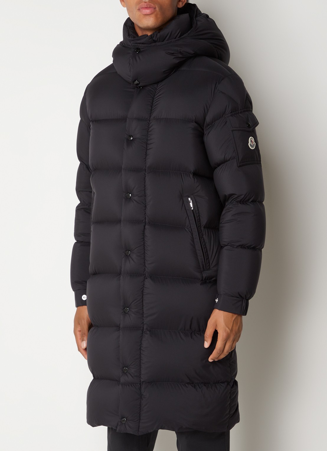 Moncler Hanoverian puffer jas met donsvulling en afneembare capuchon - detail 2 zwart